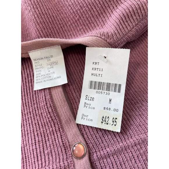 Vintage 90s Koret Sweater Vest Size Medium Snap Front Dusty Pink Deadstock NEW - Picture 4 of 6